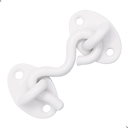2Pcs 2 inch Barn Door Lock, Cabin Hook Eye Latch Gate Door Swivel Window Door Hook with Mounting Screws (White)