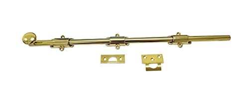 QCAA Solid Brass Dutch Door Bolt, 18", Polished Brass Lacquered, 1 Pack, Made in Taiwan