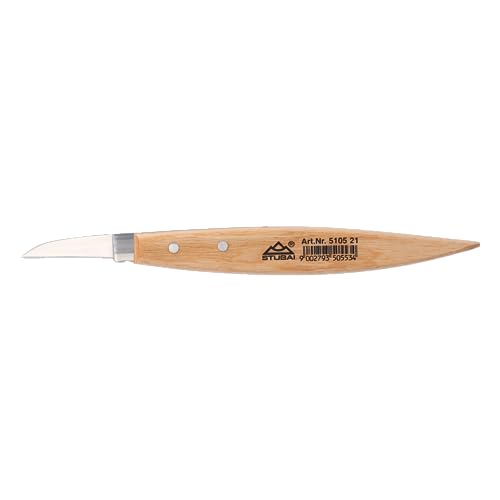 STUBAI Kerbschnitzmesser gerade 50 mm, extra scharf | vorgeschliffen |Schneidwinkel zwischen 20-30 Grad, ergonomischer Holzgriff | Profi‑Schnitzmesser | Made in Austria | Art.-Nr. 510521