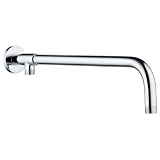 Gelthrox Braccio Doccia Universale con Flangia Tubo di Prolunga Supporto da Parete e Supporto in Ottone per Soffioni Fissi (Cromato, 37CM)