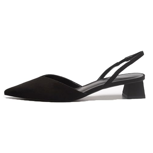 Women's Closed Pointed Toe Mules Sandal,Slingback Slip On Wedding Dress Pumps Fashion Chunky Heels Dress Shoes