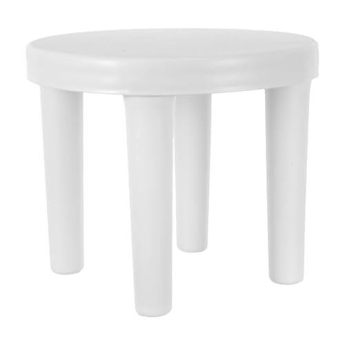 HOMSFOU Tabouret Rond en Plastique Antidérapant pour Enfants, Siège Petit 25x21 Cm, Tabouret Portable Polyvalent pour Salle de Bain et Usage Domestique, 1 Pièce Blanche Facile à Nettoyer