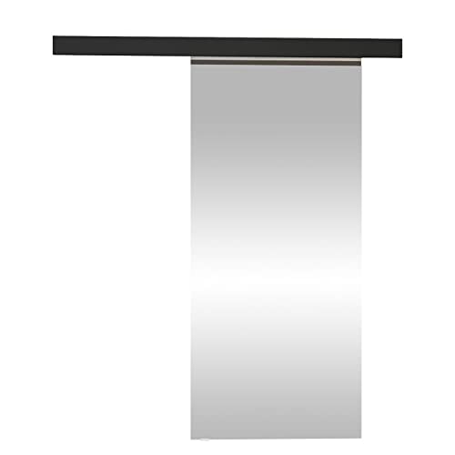 Schiebetürsystem Pikano II mit Selbstschließer Zimmertür Aluminiumgriffe Komplett-Set für Schiebetüren, Tür Innentüren Trennwände (Schwarz/Spiegel, Modell: 70)