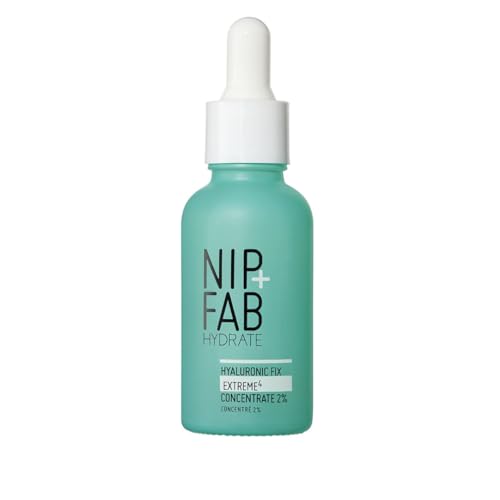 Nip + Fab Hyaluronic Fix Extreme 4 2% Concentrate, Daily Concentrated Drops for Face, Quick drying serum to replenish moisture levels. For dewy and visibly plumped skin, Multicolor, 30ML