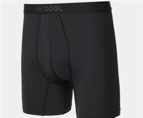 32 Degrees COOL Men's Comfort Mesh Boxer Brief, 3-Pack, Black, XL2