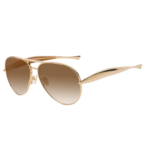Image of Oversized Aviator Sunglasses For Women 70s Retro 2025 Metal Shades with Gold Streamline Arms