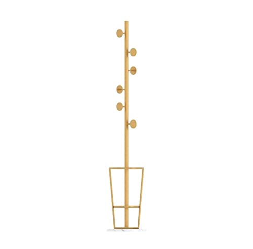 Perchero moderno con 6 ganchos y base de mármol, elegante soporte para paraguas para abrigos, sombreros y ropa, elegante solución de almacenamiento para el hogar, dormitorio y entrada (dorado y blanco