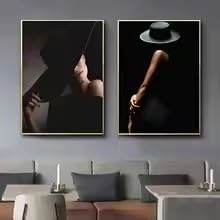 Tableaux décoratifs sur toile noire KEMEIQI portrait mural moderne et cadre de décoration