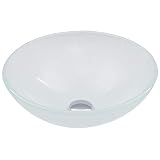 VIGO Round Glass Vessel Bathroom Sink White Frost N/A, Matte, Textured