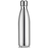 Volhoply 25oz Insulated Water Bottle 1/2/4 Pack, Double Wall Stainless Steel Vacuum Bottles, Keeps Cold 24H & Hot 12H, BPA Free Leak Proof Bottles (Silver,1 Pack)