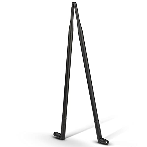 Eightwood Antenne WiFi 2.4GHz 12dBi Adaptateur RP-SMA Inclinable et pivotant Antenne WLAN 2pcs Compatible pour dongle Caméra Carte Cartes PCI WiFi Card Routeur...