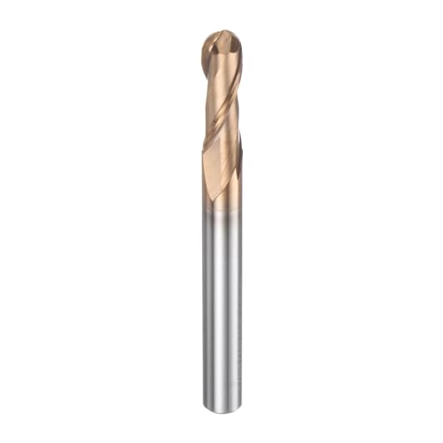 Image of HARFINGTON Ball Nose End Mill 2 Flute 1 /4 inch Diameter 1 /4 inch Shank Tungsten Carbide Spiral CNC Router Bits 3 /4 inch Cutting Length Single End Ball Cutting Tool for Carving Engraving