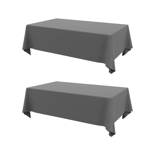 Image of AUSSPVOCT 2 Pcs Textured Faux Linen Table Cloth for Rectangle Table - 52x70 Inch Cloth Tablecloth Rectangular Waterproof Washable Fabric Dining Table Cover for Christmas Holiday Party Kitchen Decor