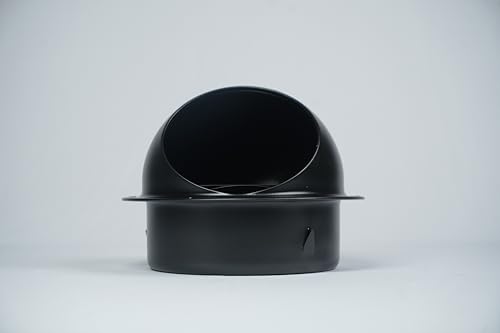 Image of SS304 Stainless Steel External Wall Vent Cowl, Black 200mm (8 Inch) Weatherproof Exhaust Cover with Built-in Bird Mesh for Chimneys, Kitchen Hoods & Inline Ducting