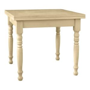 Vicentini arreda TAVOLO ALLUNGABILE ROUND IN LEGNO SHABBY CHIC, GAMBE TORNITE, AVORIO ANTICATO (80x80 (160x80))