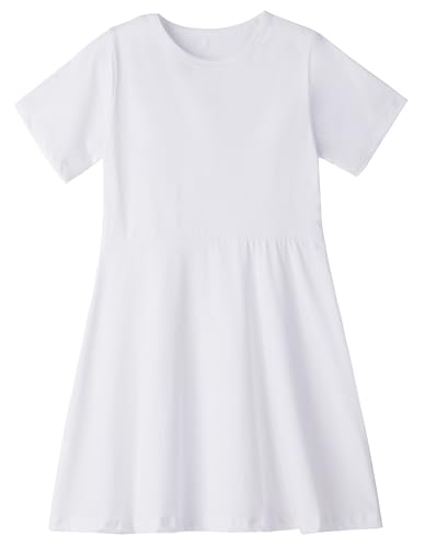 Niyage Toddler Girls Cotton Short Sleeve Dress Loose Casual A-Line Skater Dresses