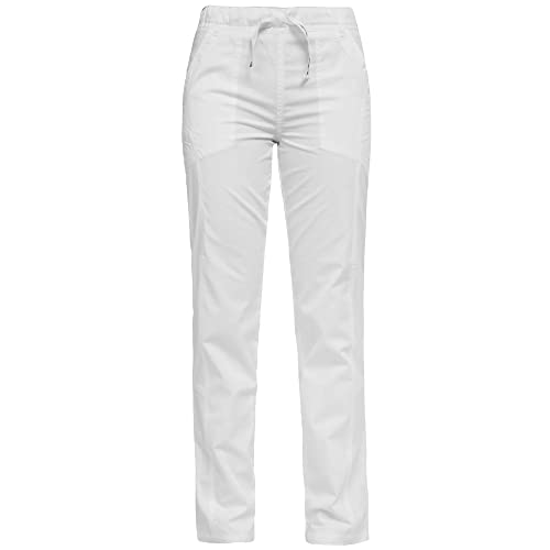 B-well Luca Medizinische Schlupfhose Arbeitshose 3 Taschen Unisex mit elastischem Bund und Gesäßtaschen Krankenhaus Uniformhose mit mittlerer Taille und Rundumgummibund (Weiß, 3XL) Cover