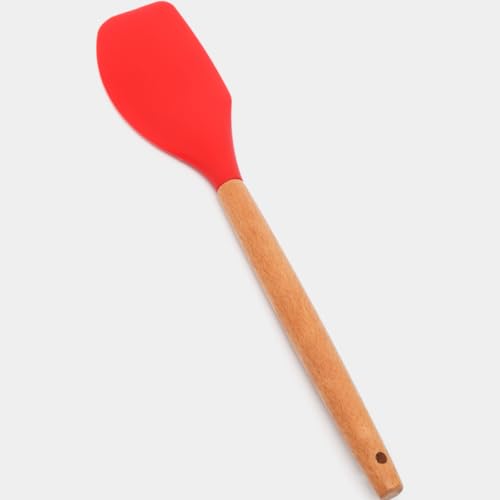 Espátula de Silicone 32cm Cabo de Madeira Resistente Ao Calor Antiaderente Ideal Para Receitas Utens