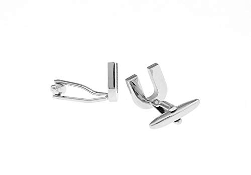 Mancuernillas de plata con letra U para hombre miniatura 3