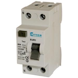 Europa EUR180.30/2A 80 Amp Double Pole 30mA RCD. Type A