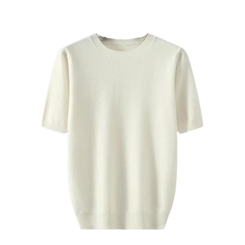Men's Short Sleeve Sweater Thin Knit Round Neck Pullover Loose Fit Breathable Summer Wool Knitted Casual Solid Tops