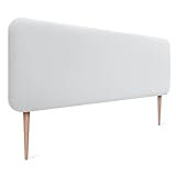 DHOME Cabecero Tapizado Liso con Patas Redondeado Terciopelo para Pared Acústicos Cabeceros Absorbentes Cabezal Cama Dormitorio (Blanco, 150cm)