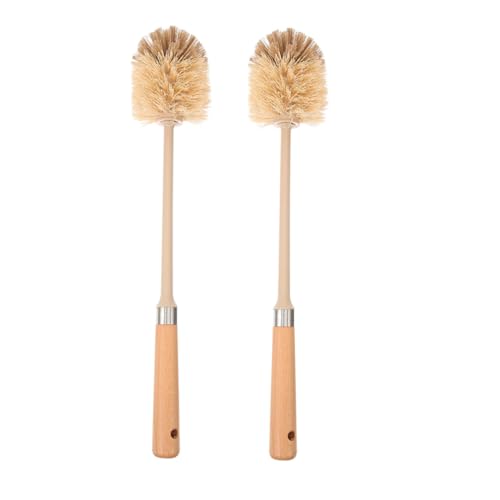 LOORGVEL 2 Piezas Cepillo para Inodoro de Madera Resistente con Mango y Agarre Cómodo Cepillo Reutilizable para Limpieza Eficaz del Baño para Hogar y Hotel