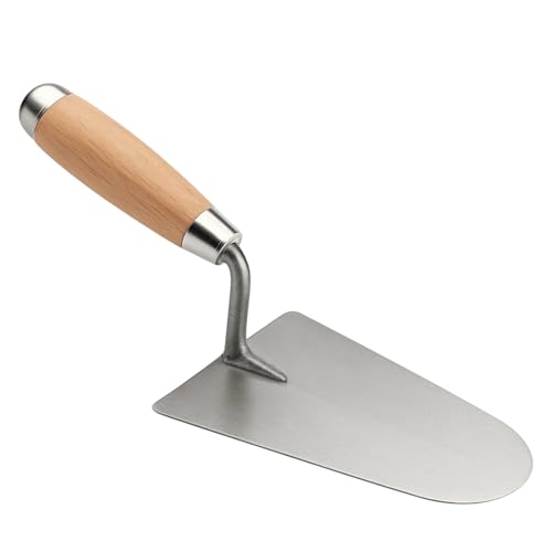 Topolenashop Cazzuola da Muratore 20 cm con Manico in Legno | Attrezzo per Intonaco, Malta e Cemento | Lama in Acciaio Resistente | Utensile per Muratura, Ristrutturazioni e Fai da Te 332526