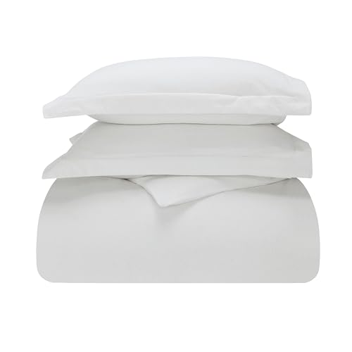Image of Superior Rome Flannel Cotton Duvet Set, Soft Brushed Duvet Cover, Modern Farmhouse Bedding, Basics, Comforter or Duvet Insert Cover, Includes; Duvet Cover, Pillow Sham, Twin, Solid Ivory