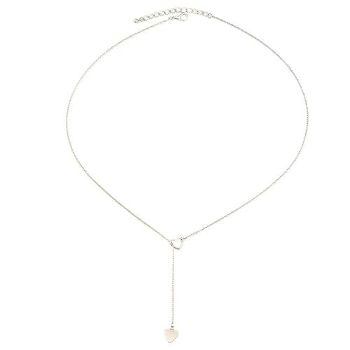 Collar de corazón de joyería fina y silueta en Y para mujer