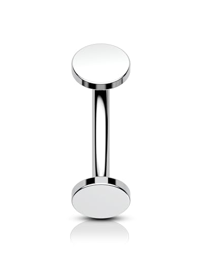 COCHARM 16g Titanium Vertical Labret Jewelry Flat Back Disc Rook Piercing Jewelry Surgical Steel Vertical Rook Earrings Vertical Labret Stud 8mm Eyebrow Rings Titanium,16g Belly Button Rings