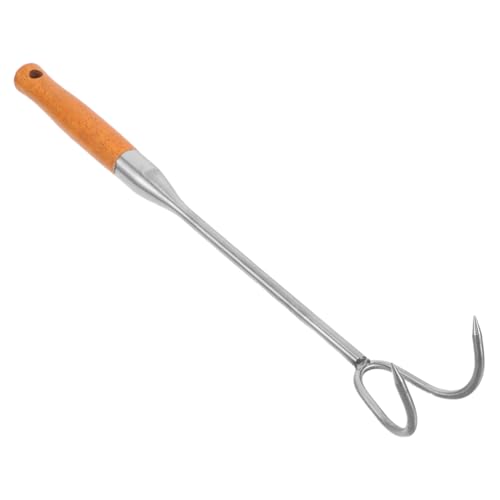 POPETPOP Bbq Meat Hook Heavy Duty Stainless Steel Meat Flipper with Comfortable Non Slip Handle for Outdoor Grilling for Turning Turkey the Grill