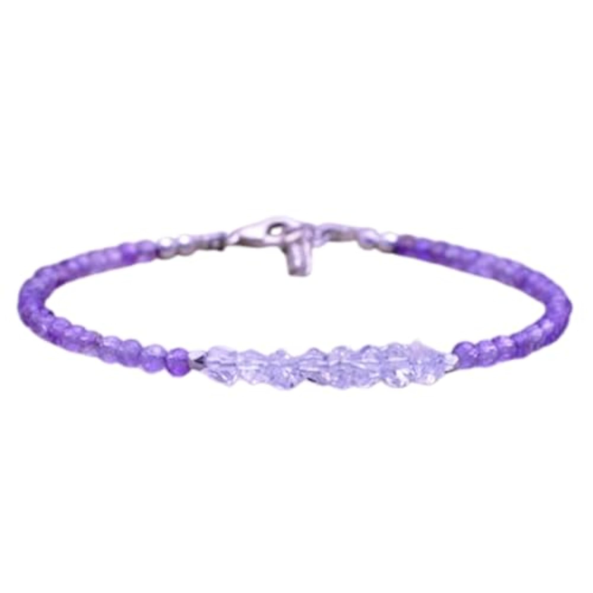 Herkimer Diamond & Amethyst Bracelet, Unisex Healing Gift