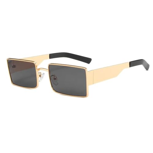 Lunettes de soleil rectangulaires hommes petit cadre en métal noir