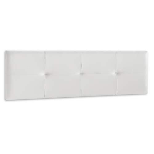 DISTRIGAL, S.L. HomeSouth - Cabecero Cama Matrimonio tapizado en símil Piel Color Blanco, Cabezal Modelo Deva, Medidas: 189,5 cm (Largo) x 49,5 cm (Alto) x 3,5 cm (Fondo)