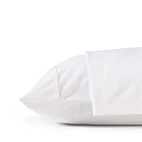 100% Cotton Percale Pillowcases King Size, White, 2 Pieces Of Pillow Case, Crisp And Cool Strong Bed Linen, 20 Inches X 40 Inches #TOP14