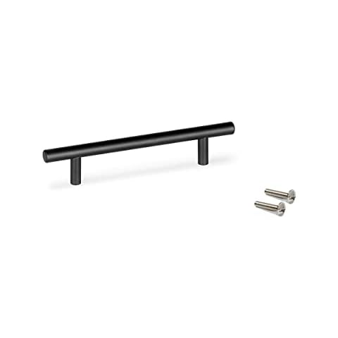 EMUCA - Tiradores para muebles, intereje 160 mm, Acero inoxidable pintado negro Cover