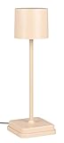 Reality Leuchten LED Akku Außen Tischleuchte Fernandez R54096166, Metall/Kunststoff sandfarbig, inkl. 1.5 Watt LED, Ladestation