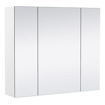Foto di Yaheetech Armadietto a Specchio per Bagno Specchiera Bagno Mobilettto da Parete con 3 Ante Mobile a Muro Armadio a 3 Riapiani Regolabili Salvaspazio Bianco 70,5 x 60,5 x 15 cm
