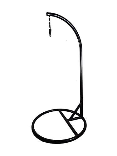 Blissful Backyards India Single Seater Swing Chair with Stand & Cushion Outdoor Indoor Balcony Garden Patio,Powder Coated Frame,UV Protected Wicker,Premium Cushion AF_in_037