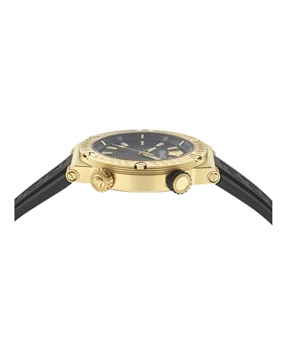 Versace Greca Logo Diver Collection Luxury Mens Watch Timepieces with a Black Strap and Dial Featuring a Gold Case2