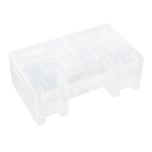 KALLORY Mini Portable Transparent Battery Organizer Storage Box for Aa AAA and Batteries Clear Case with Compartmentalized Design for Easy Access and Organization