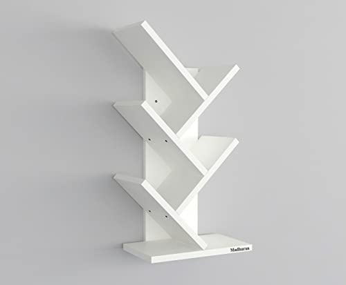 Image of Madhuran Studio Engineered Wood Wall Mounted Space Saving Books Shelves Shelf Racks (White) Office Multipurpose Showpieces Furniture Accessories Organizer