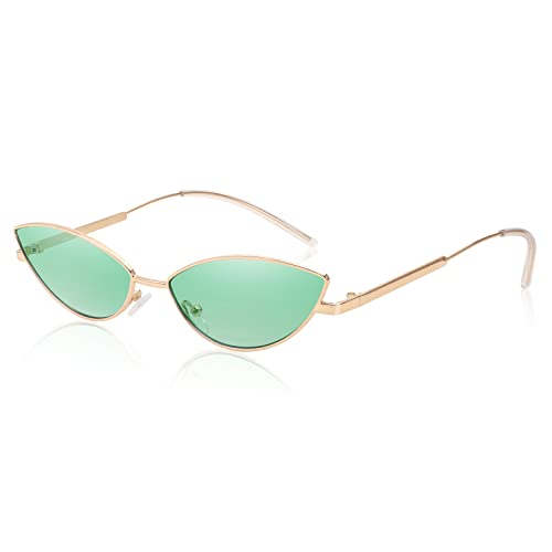 FEISEDY Fashion Designer Sunglasses Retro Small Petals Shape Arc Temple Design B2298, Gradual Green, 58mm