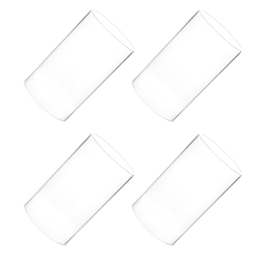 Gadpiparty Szklane świeczniki, przezroczyste, 4 sztuki, 10 x 7 cm, cylindryczne, wytrzymałe, ze szklaną pokrywką, do domu i na prezent