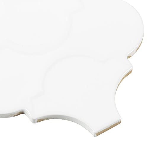 Mto0619 Classic 5X5 Arabesque Glossy White Ceramic Tile (Sample Swatch) #TOP2