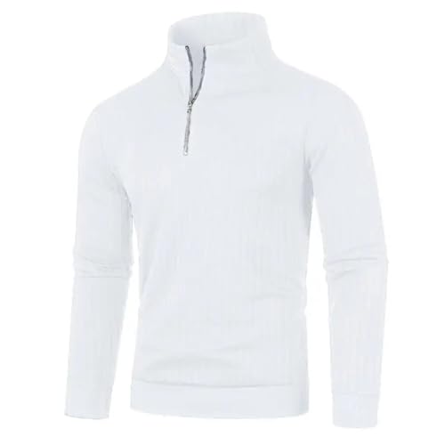 Men's Half Zip Knit Pullover Solid Color Loose Casual Stand Collar Long Sleeve Sweater3
