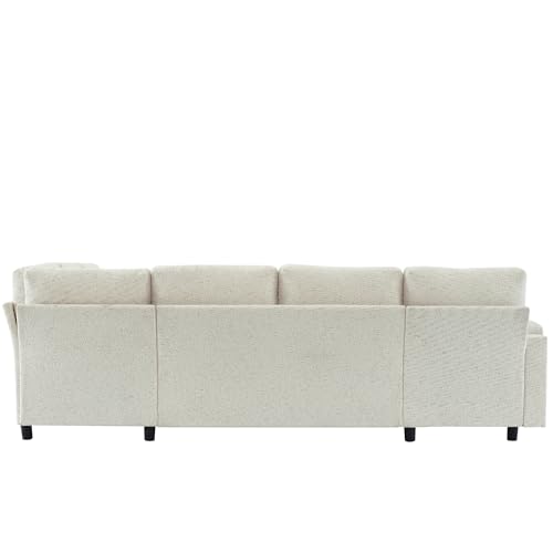 Image of ERYE 110-Inch U-Shaped Left Facing Sleeper Sectional Sofa Chenille Upholstered Corner Convertible Pull Out Sleeper Sofabed with Cupholders,Armrests Storage and USB Ports