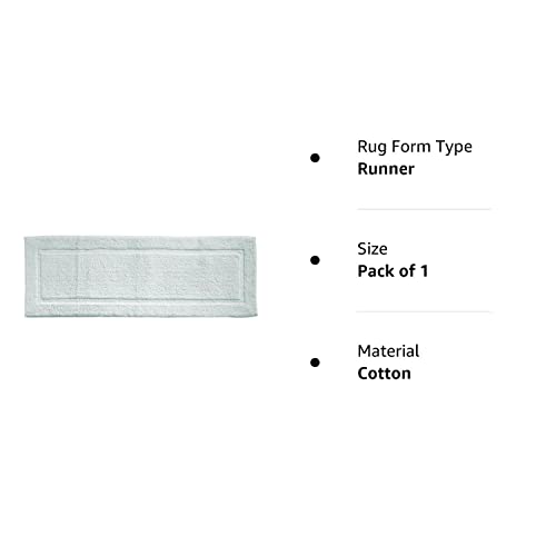 Mdesign Soft 100% Cotton Luxury Hotel-Style Rectangular Spa Mat Rug, Plush Water Absorbent, Decorative Border For Bathroom Vanity Bathtub/Shower, Machine Washable Long Runner - 60" X 21" - Water Blue #TOP6