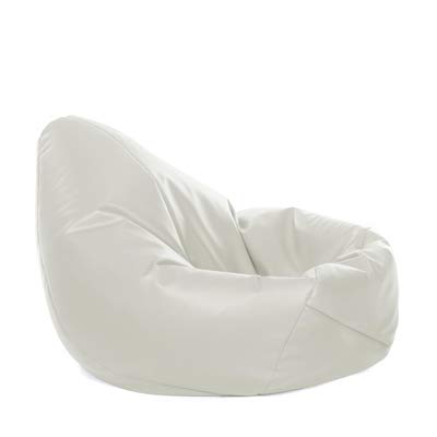 Ink Craft Leatherette Classic Solid Bean Bag Chair for Bedroom, Living Room Lounger - White XL - Without Beans